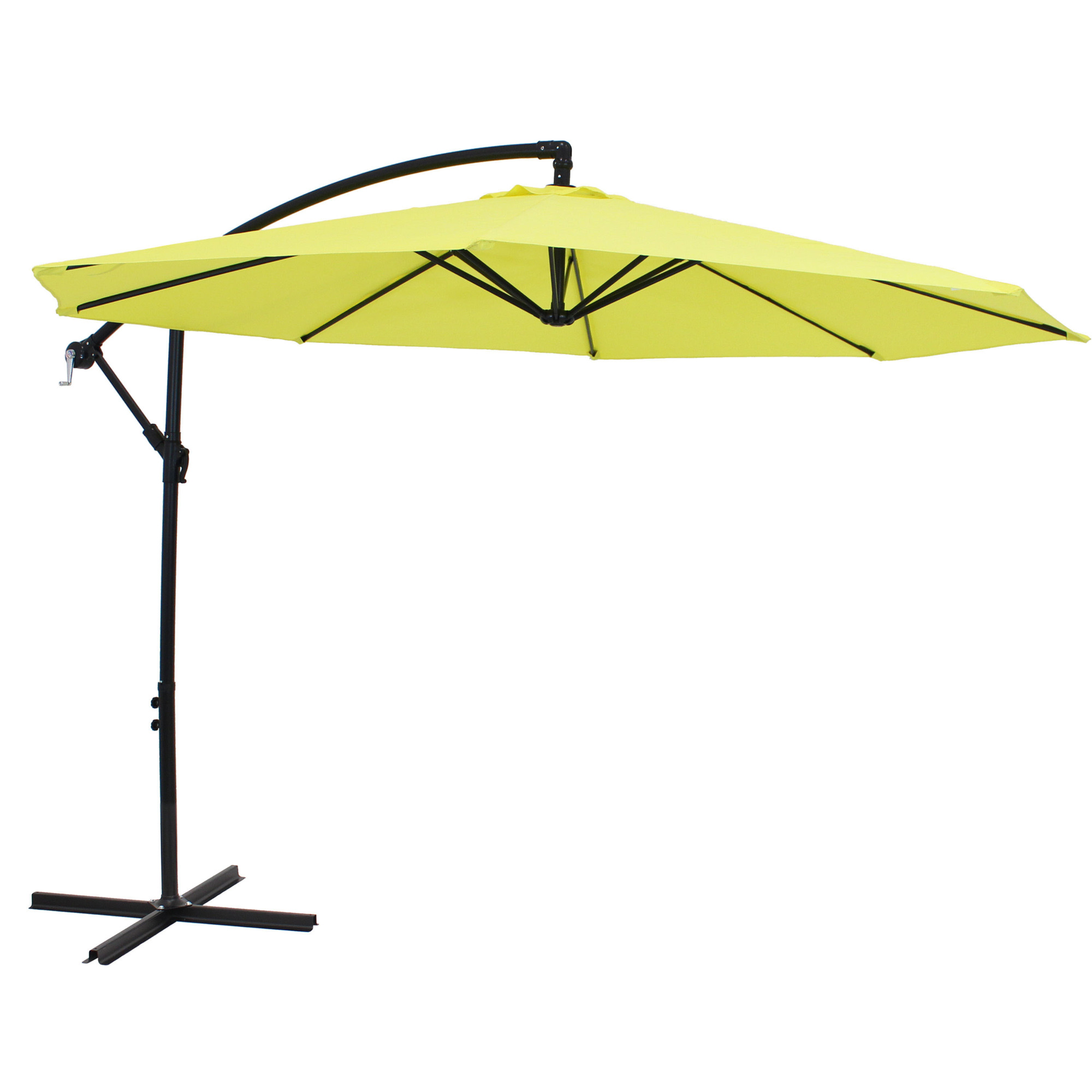 Sunnydaze Decor, 9ft. Offset Patio Umbrella with Crank - Sunshine, Canopy Diameter 9.5 ft, Shape Octagon, Model# RUL-052